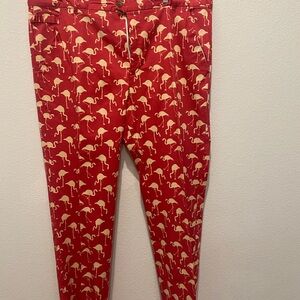 Red Flamingo Print Men's Pants Golf Caddyshack
